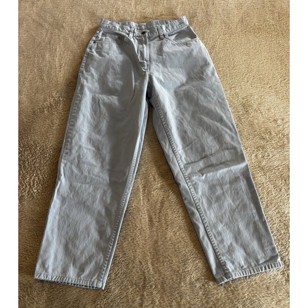 L.L. Bean Women's Pants 10 Petite Original Fit Blue Wrinkle Resistant Cotton